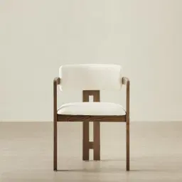 Desmond Chantilly White Fabric Dining Chair - Medium Brown Ash Legs