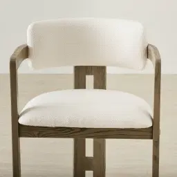 Desmond Chantilly White Fabric Dining Chair - Medium Brown Ash Legs