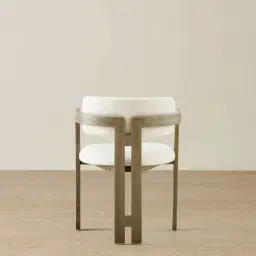 Desmond Chantilly White Fabric Dining Chair - Medium Brown Ash Legs
