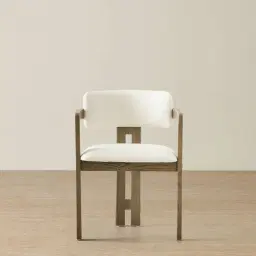 Desmond Chantilly White Fabric Dining Chair - Medium Brown Ash Legs