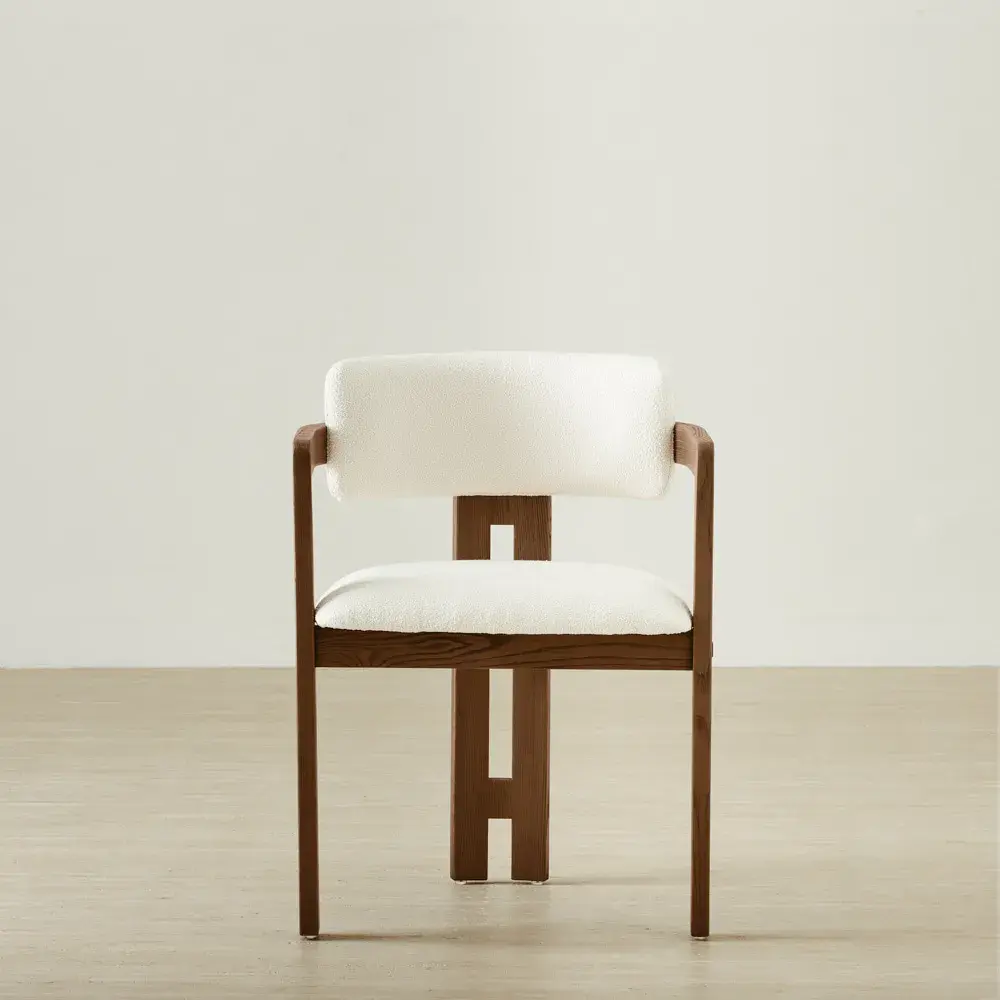 Desmond Chantilly White Fabric Dining Chair - Dark Brown Ash Legs