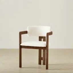 Desmond Chantilly White Fabric Dining Chair - Dark Brown Ash Legs