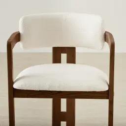 Desmond Chantilly White Fabric Dining Chair - Dark Brown Ash Legs