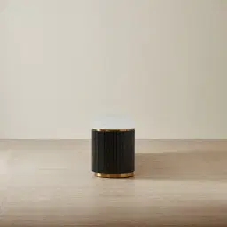 Archie Black Wooden Entertainment Unit with White Sintered Stone Top