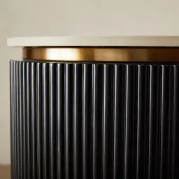 Archie Black Wooden Sideboard with White Sintered Stone Top