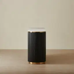 Archie Black Wooden Sideboard with White Sintered Stone Top