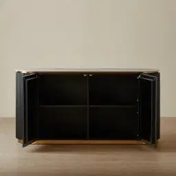 Archie Black Wooden Sideboard with White Sintered Stone Top