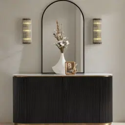 Archie Black Wooden Sideboard with White Sintered Stone Top
