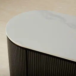 Archie Black Wooden Sideboard with White Sintered Stone Top