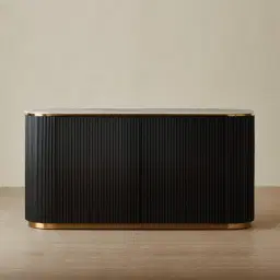 Archie Black Wooden Sideboard with White Sintered Stone Top