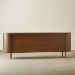 Napa Caramel Oak 4-Door Sideboard - Antique Brass Frame