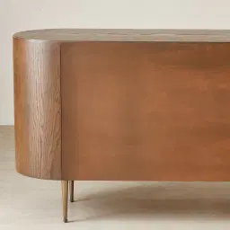 Napa Caramel Oak 4-Door Sideboard - Antique Brass Frame