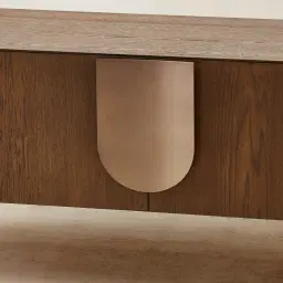 Napa Caramel Oak Entertainment Unit - Antique Brass Frame