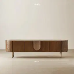 Napa Caramel Oak Entertainment Unit - Antique Brass Frame