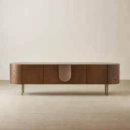 Napa Caramel Oak Entertainment Unit - Antique Brass Frame