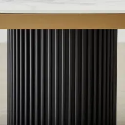 Archie Black Curved Rectangular Dining Table with Statuario White Sintered Stone Top - 240x118cm