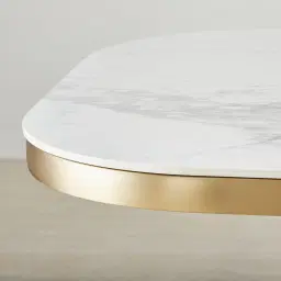 Archie Black Curved Rectangular Dining Table with Statuario White Sintered Stone Top - 268x118cm