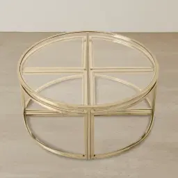 Raquelle ll Coffee Table - Polished Champagne Gold