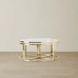 Raquelle ll Coffee Table - Polished Champagne Gold