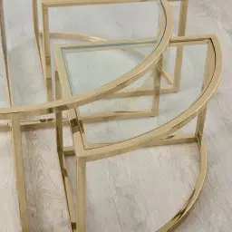 Raquelle ll Coffee Table - Polished Champagne Gold