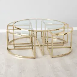 Raquelle ll Coffee Table - Polished Champagne Gold