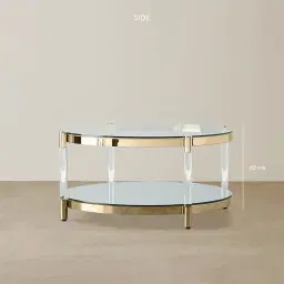 Auryn Polished Champagne Gold Stainless Steel Coffee Table