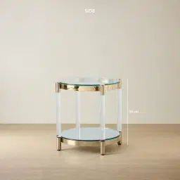 Auryn Polished Champagne Gold Stainless Steel Side Table