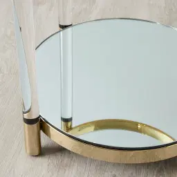 Auryn Polished Champagne Gold Stainless Steel Side Table
