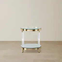 Auryn Polished Champagne Gold Stainless Steel Side Table