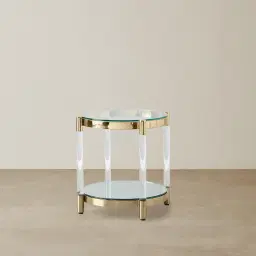 Auryn Polished Champagne Gold Stainless Steel Side Table