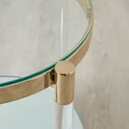 Auryn Polished Champagne Gold Stainless Steel Side Table