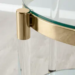 Auryn Polished Champagne Gold Stainless Steel Side Table