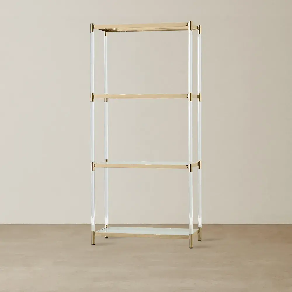Auryn Polished Champagne Gold Stainless Steel Bookshelf
