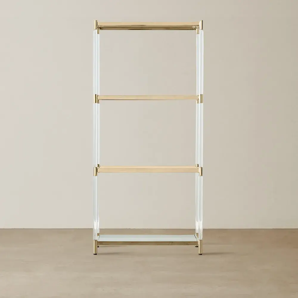 Auryn Polished Champagne Gold Stainless Steel Bookshelf