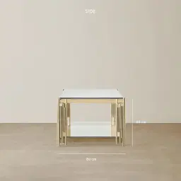 Lindsay Polished Champagne Gold Stainless Steel Coffee Table