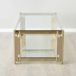 Lindsay Polished Champagne Gold Stainless Steel Coffee Table