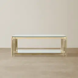 Lindsay Polished Champagne Gold Stainless Steel Coffee Table