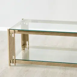 Lindsay Polished Champagne Gold Stainless Steel Coffee Table