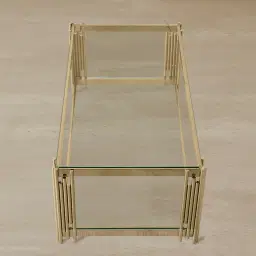 Lindsay Polished Champagne Gold Stainless Steel Coffee Table