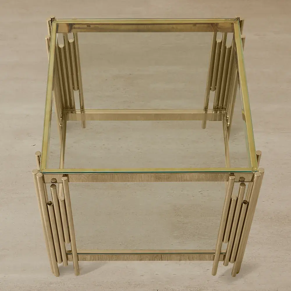 Lindsay Polished Champagne Gold Stainless Steel Side Table