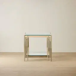 Lindsay Polished Champagne Gold Stainless Steel Side Table