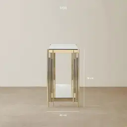 Lindsay Polished Champagne Gold Stainless Steel Console Table
