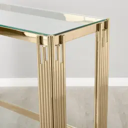 Lindsay Polished Champagne Gold Stainless Steel Console Table