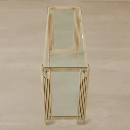 Lindsay Polished Champagne Gold Stainless Steel Console Table