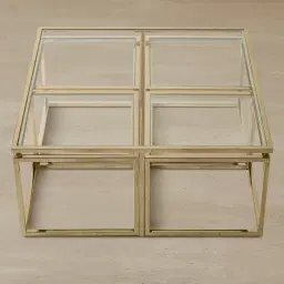 Vernon Polished Champagne Gold Stainless Steel Square Coffee Table