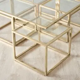 Vernon Polished Champagne Gold Stainless Steel Square Coffee Table