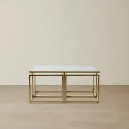 Vernon Polished Champagne Gold Stainless Steel Square Coffee Table