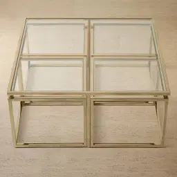 Vernon Polished Champagne Gold Stainless Steel Square Coffee Table