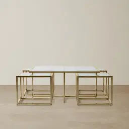 Vernon Polished Champagne Gold Stainless Steel Square Coffee Table