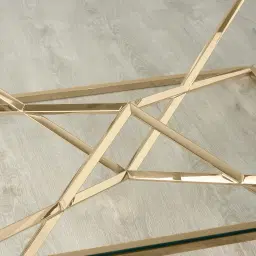 Knox Polished Champagne Gold Coffee Table - Clear Glass Top